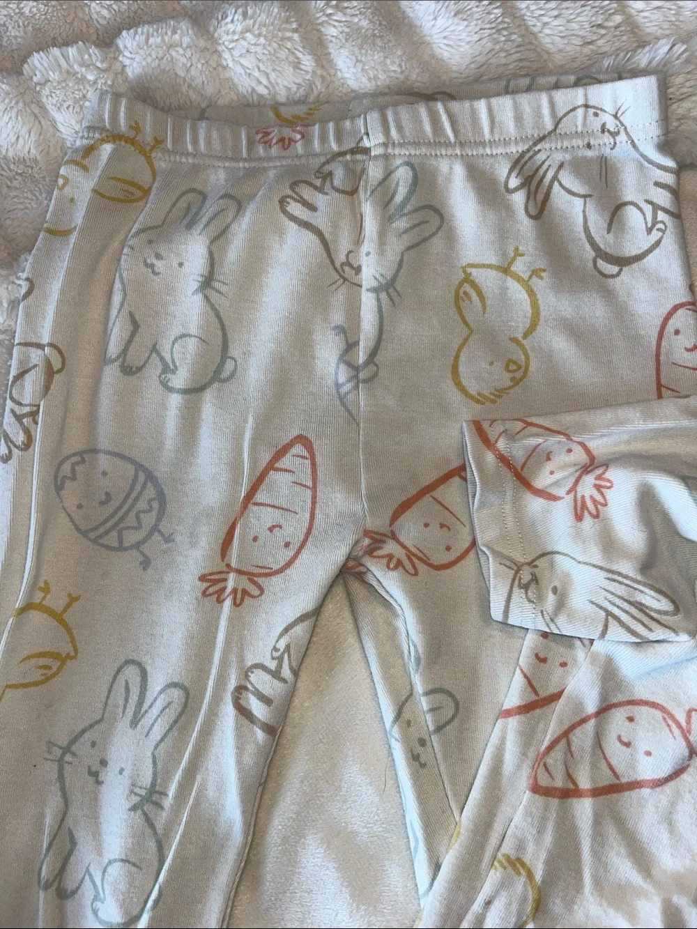 Kids Bunny Print Pajama Set - Soft Pastel Pink & Cream